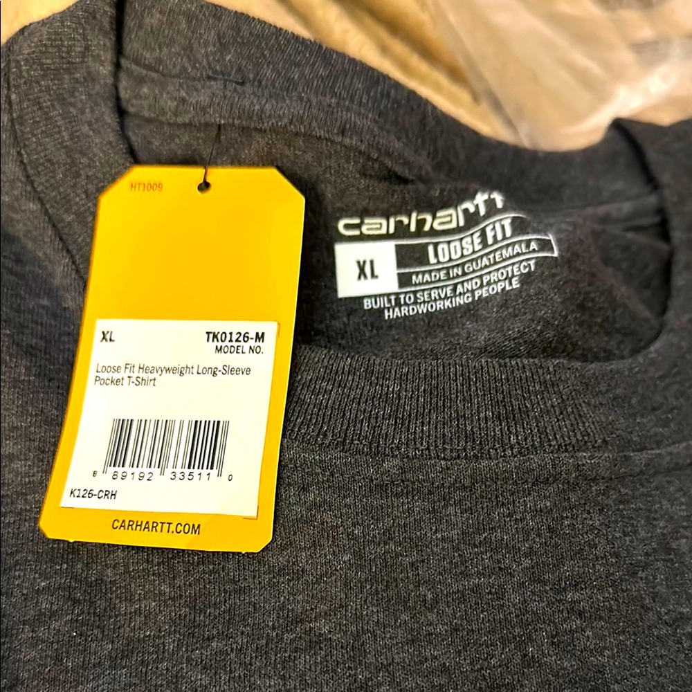 Carhartt Men's Loose Fit Heavyweight Long-Sleeve Pocket T-Shirt - Dark Gray